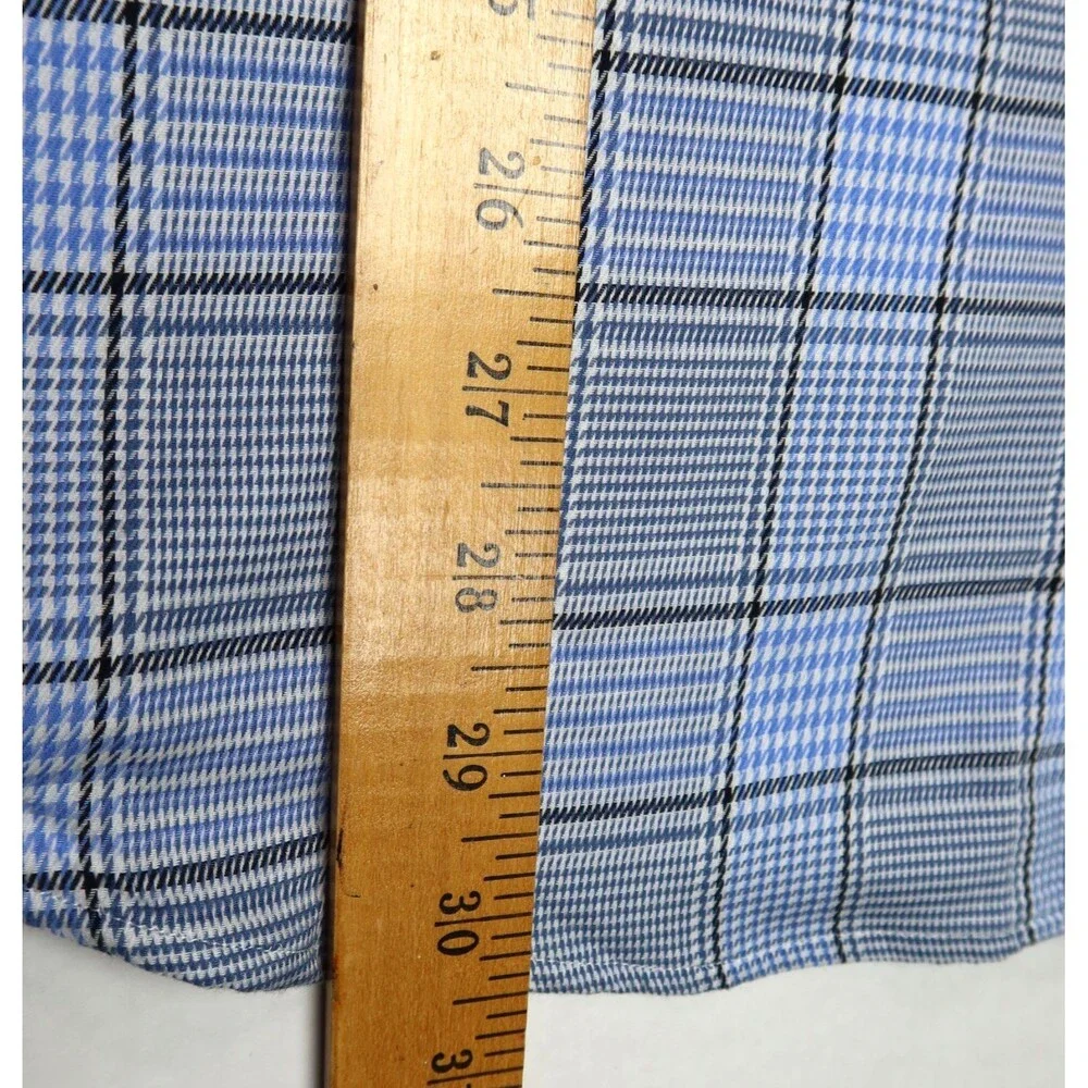 Banana Republic Wrinkle Resistant Shirt Men Medium Slim Fit Blue/Black Plaid L/S